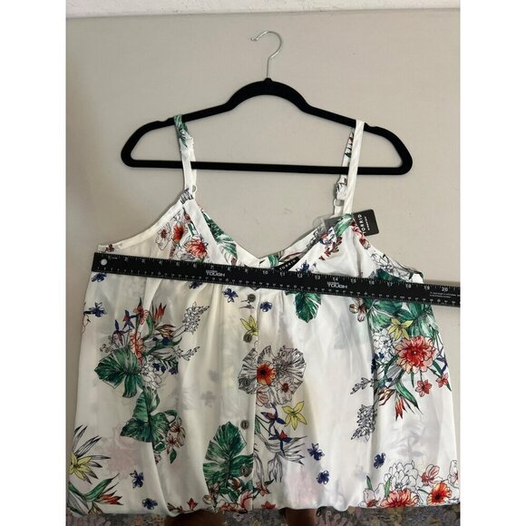 Torrid Sz 00 (US 10 L) Ivory Floral Button Front Tunic Cami - Picture 6 of 6